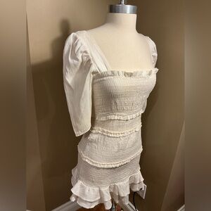 White Ruffled Smocked Dress